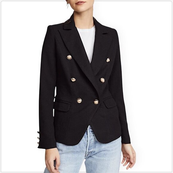 Lioness Black Palermo Double Breasted Gold Buttons Blazer Jacket NWT New S - Picture 1 of 7